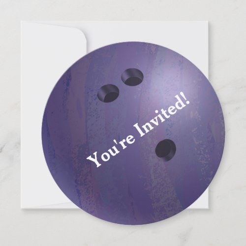 Bowling Ball Purple Party Invitation