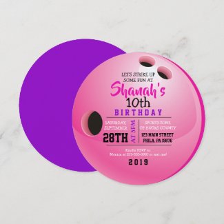 BOWLING BALL ROUND Birthday Party Invitation