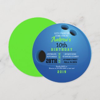 BOWLING BALL ROUND Birthday Party Invitation