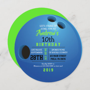 BOWLING BALL ROUND Birthday Party Invitation