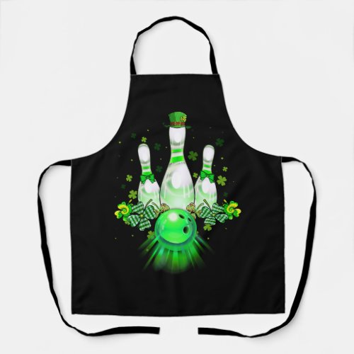 Bowling Ball Shamrock Leprechaun St Patricks Day B Apron