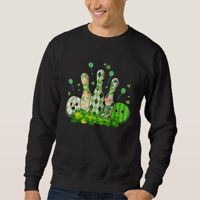 Bowling Ball Shamrock Leprechaun St Patricks Day B Sweatshirt (Front)
