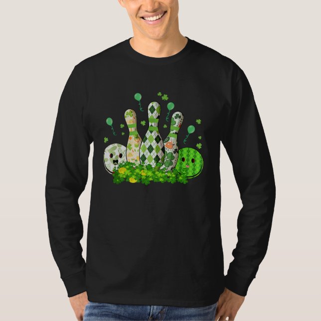 Bowling Ball Shamrock Leprechaun St Patricks Day B T-Shirt (Front)