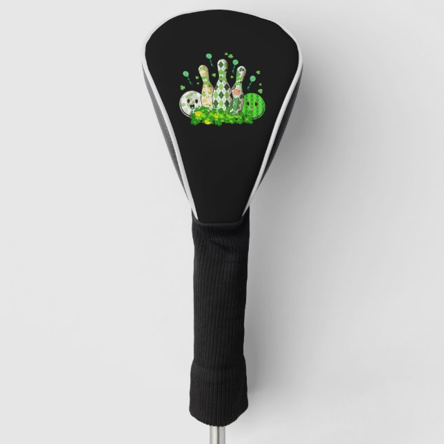Bowling Ball Shamrock Leprechaun St Patricks Day Golf Head Cover (Front)