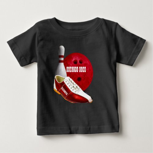 Bowling Ball Shoe And Pin With Your Custom Name Baby T_Shirt