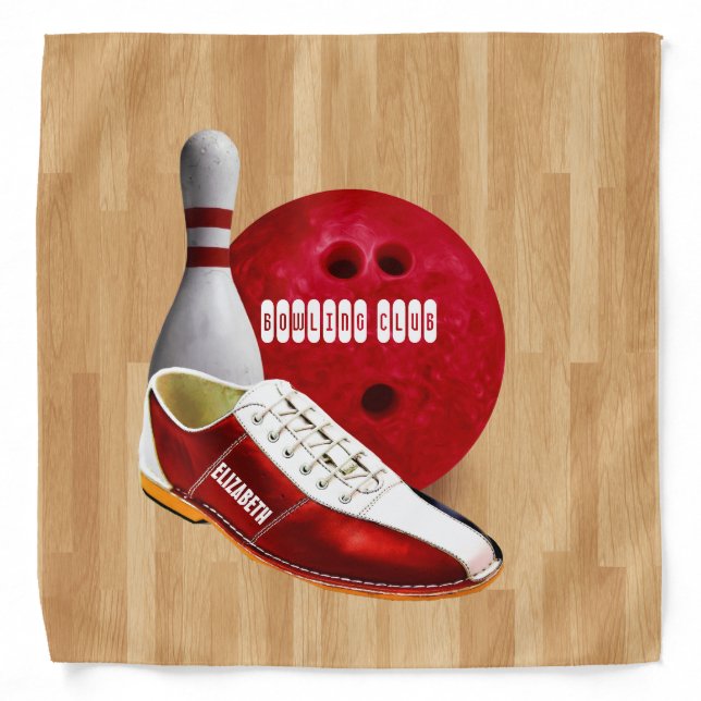 Bowling Ball Shoe And Pin With Your Custom Name Bandana (Front)
