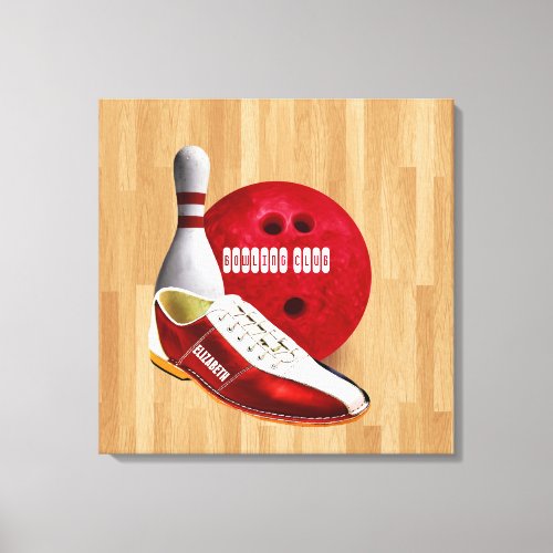Bowling Ball Shoe And Pin With Your Custom Name Canvas Print