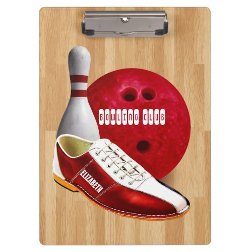 Bowling Ball Shoe And Pin With Your Custom Name Clipboard