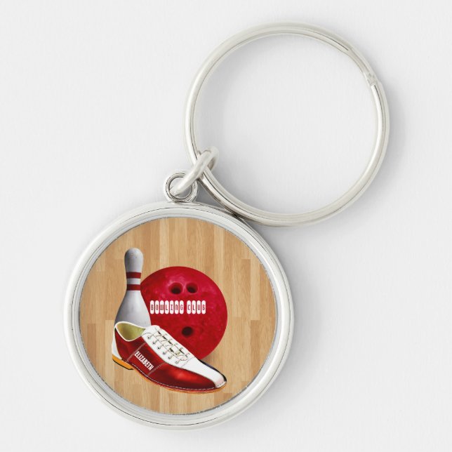 Bowling Ball Shoe And Pin With Your Custom Name Keychain (Front)