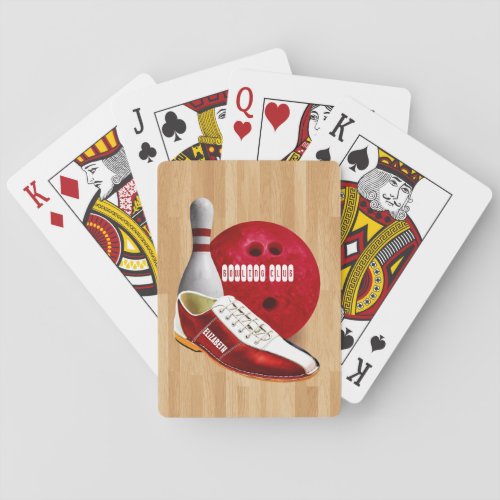Bowling Ball Shoe And Pin With Your Custom Name Poker Cards