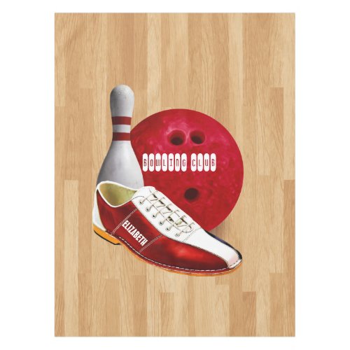 Bowling Ball Shoe And Pin With Your Custom Name Tablecloth