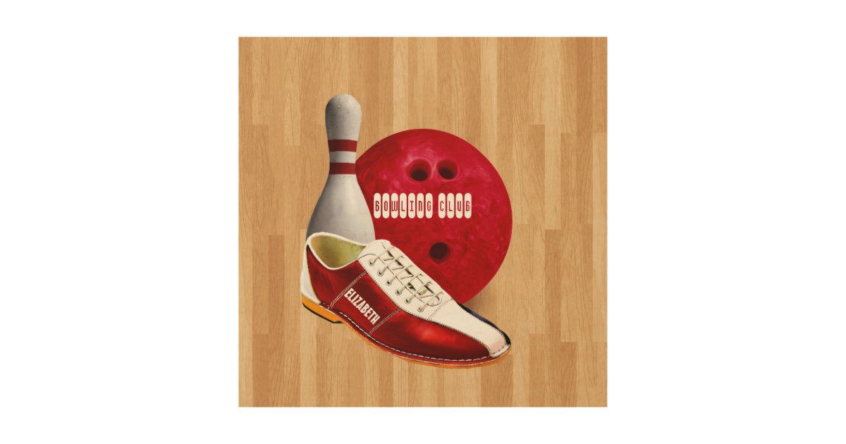 Bowling Ball Shoe And Pin With Your Custom Name Wood Wall Decor