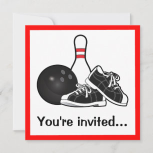 Bowling Ball, Shoes and Pin After-Game Party Invitation