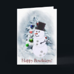 Bowling Ball Snowman Christmas Card<br><div class="desc">Wish all your family and friends Happy Bowlidays! Adorable bowling ball snowman is delightful,  message reads,  Let it Bowl,  Let it Bowl,  Let it Bowl!</div>
