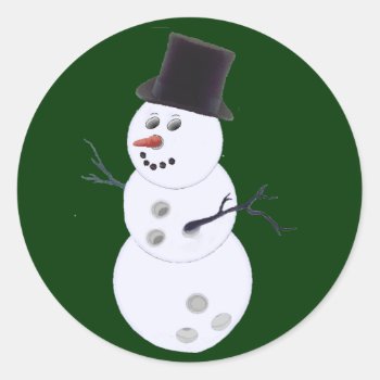 Bowling Ball Snowman Christmas Classic Round Sticker by TheSportofIt at Zazzle