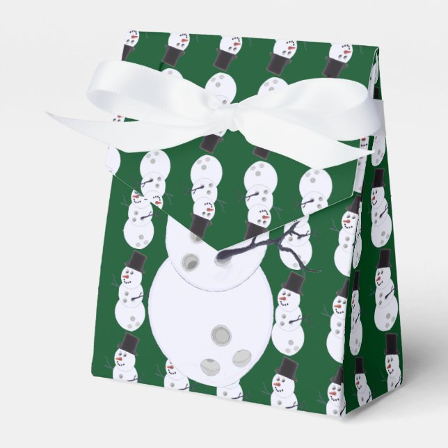 Bowling Ball Snowman Christmas Favor Boxes (Front Side)
