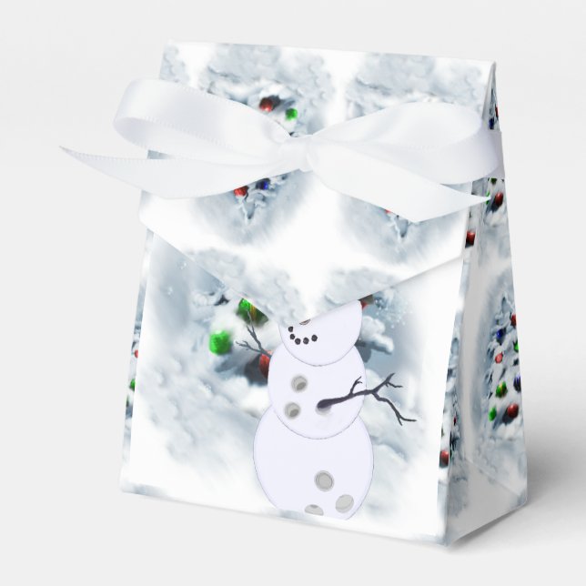 Bowling Ball Snowman Christmas Favor Boxes (Front Side)