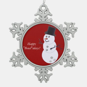Bowling Ball Snowman Snowflake Pewter Christmas Ornament by TheSportofIt at Zazzle
