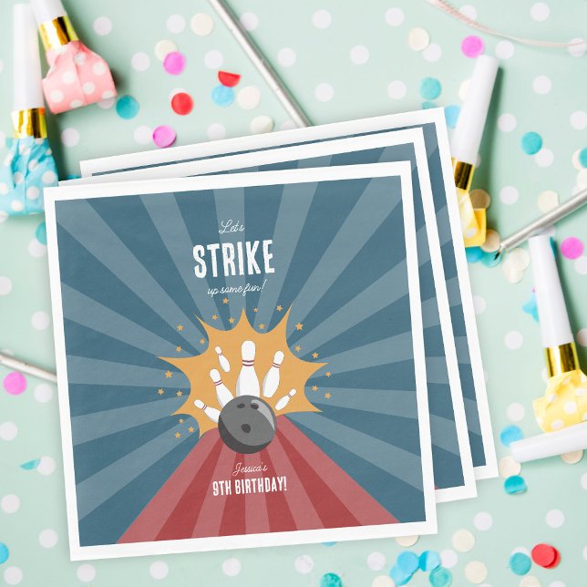 Bowling Ball Strike Up Some Fun Kids Birthday  Napkins (Bowling Ball Strike Up Some Fun Kids Birthday Napkins)