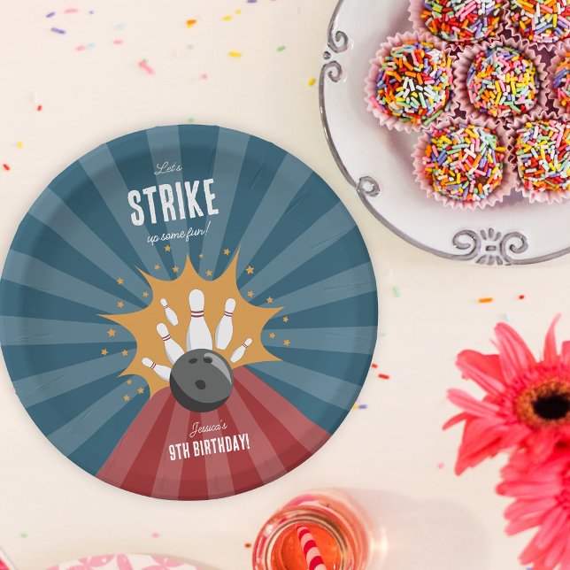 Bowling Ball Strike Up Some Fun Kids Birthday  Paper Plates (Bowling Ball Strike Up Some Fun Kids Birthday Paper Plates)