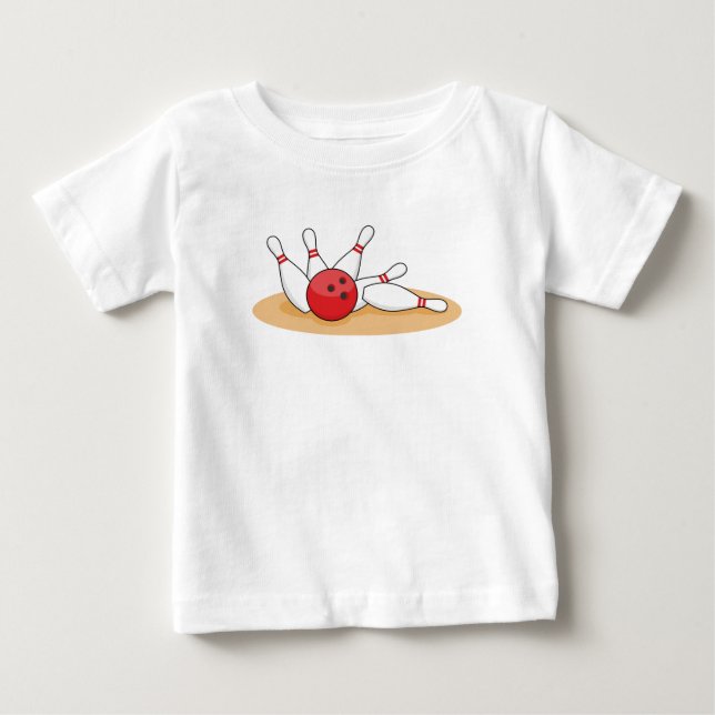 Bowling Ball Striking Skittles Baby T-Shirt (Front)
