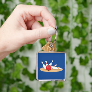 Bowling Ball Striking Skittles Keychain