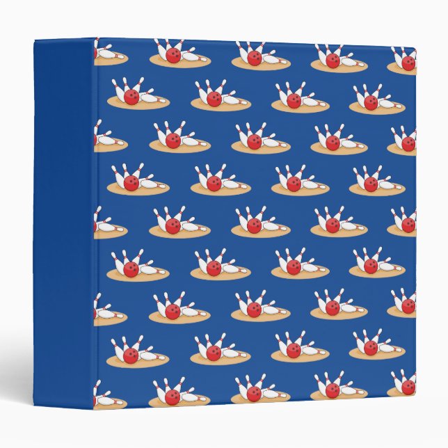 Bowling Ball Striking Skittles Pattern 3 Ring Binder (Front/Spine)