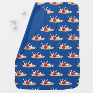 Bowling Ball Striking Skittles Pattern Baby Blanket