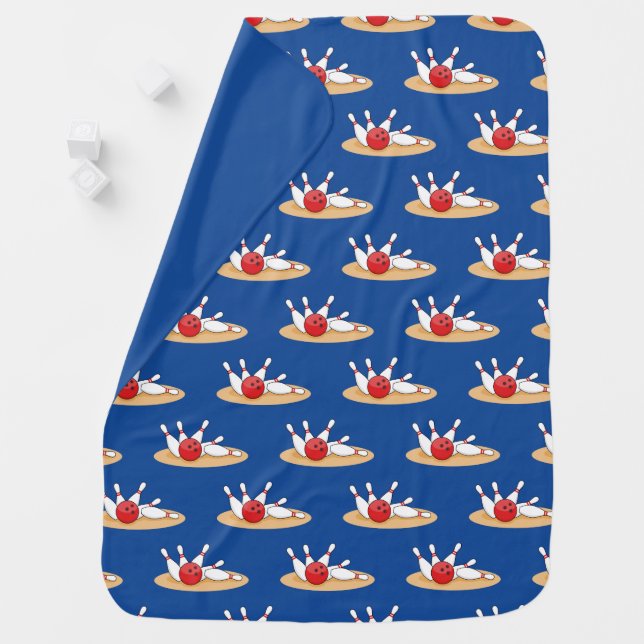 Bowling Ball Striking Skittles Pattern Baby Blanket (In Situ)