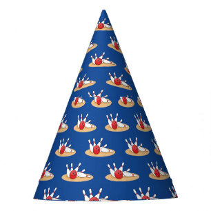 Bowling Ball Striking Skittles Pattern Party Hat