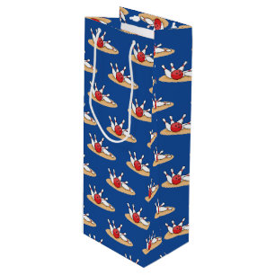 Bowling Ball Striking Skittles Pattern Wine Gift Bag