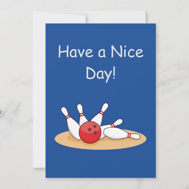 Bowling Ball Striking Skittles Personalize Holiday Card (Front)