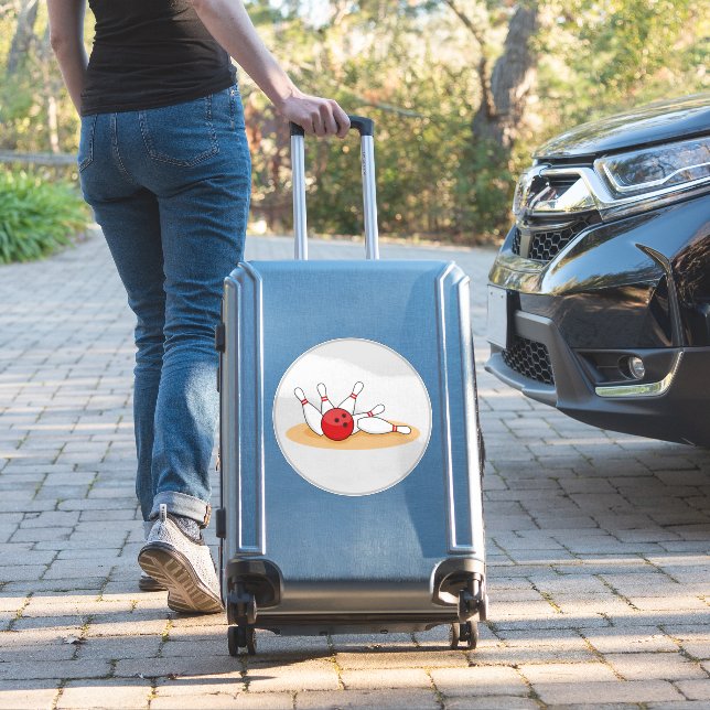 Bowling Ball Striking Skittles  Sticker (Suitcase Insitu)