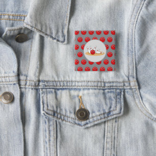 Bowling Ball Striking Skittles with Ball Pattern Button