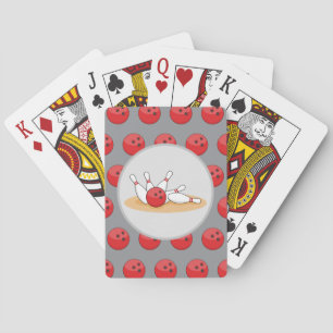 Bowling Ball Striking Skittles with Ball Pattern Poker Cards