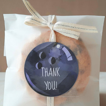 Bowling Ball Thank You Classic Round Sticker by colorjungle at Zazzle