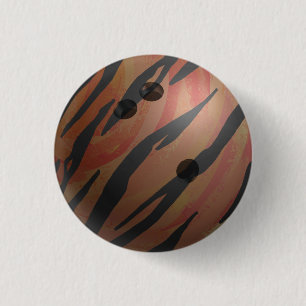 Bowling Ball Tiger Orange Button