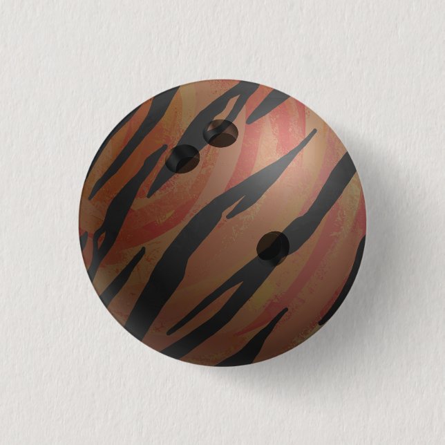Bowling Ball Tiger Orange Button (Front)