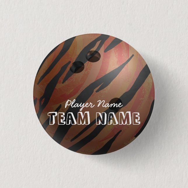 Bowling Ball Tiger Orange Button (Front)