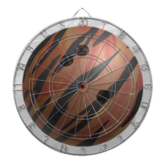 Bowling Ball Tiger Orange Dartboard With Darts (Front)