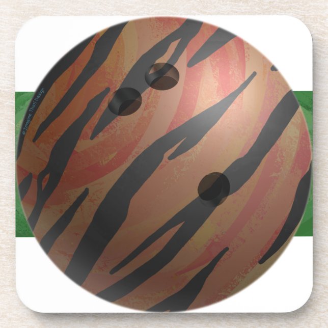 Bowling Ball Tiger Orange Drink Coaster (Front)