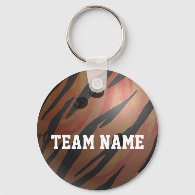 Bowling Ball Tiger Orange Keychain (Front)