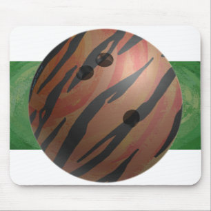 Bowling Ball Tiger Orange Mouse Pad