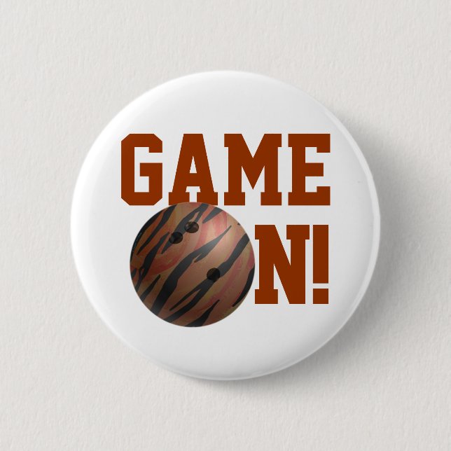 Bowling Ball Tiger Orange Pinback Button (Front)