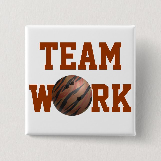 Bowling Ball Tiger Orange Pinback Button (Front)