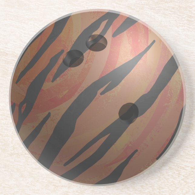 Bowling Ball Tiger Orange Sandstone Coaster (Front)