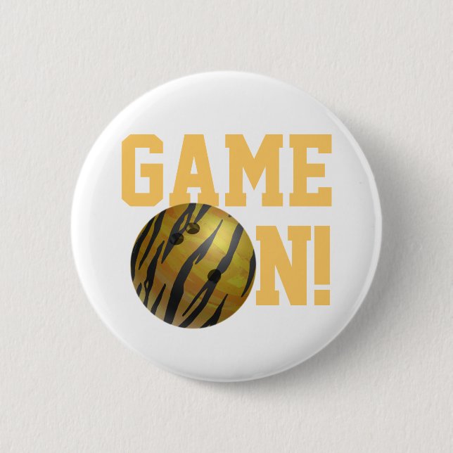 Bowling Ball Tiger Yellow Button (Front)