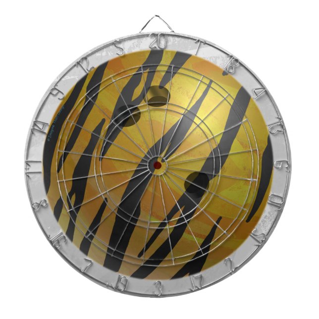 Bowling Ball Tiger Yellow Dart Board (Front)