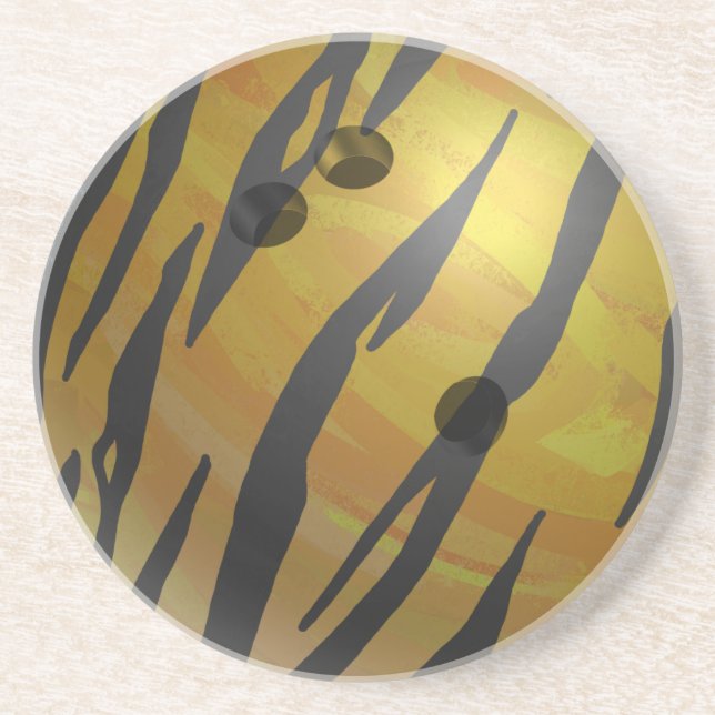Bowling Ball Tiger Yellow Drink Coaster (Front)