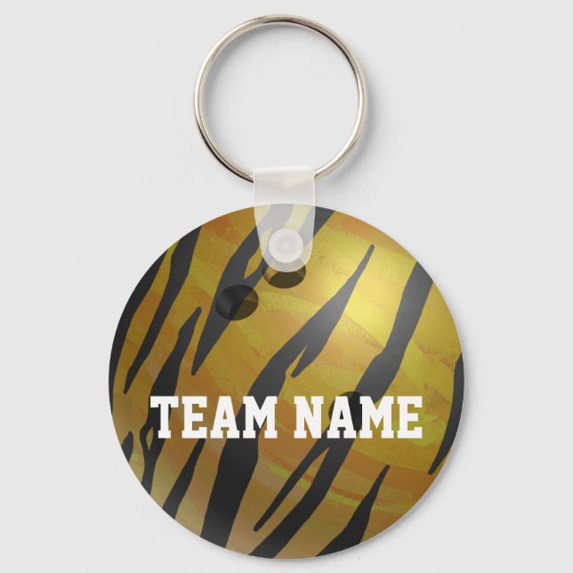 Bowling Ball Tiger Yellow Keychain (Front)